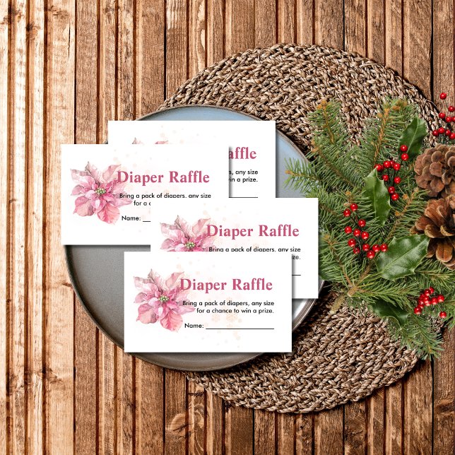 Dammkö (raffle rosa poinsettia snowflake) vinter tilläggskort (Skapare uppladdad)
