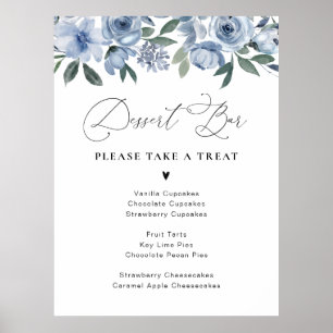 Dammlig blå blommigt efterrätt pub poster