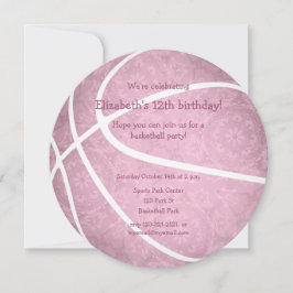 Dammlig rosa-basketbollens födelsedag party meddelande