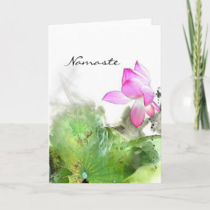 DAMMLOTUSBLOMMAR l kines borstar målningkonst Helgkort