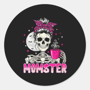 Dammonster Skalle Mamma Kaffe Älskare Halloween Me Runt Klistermärke