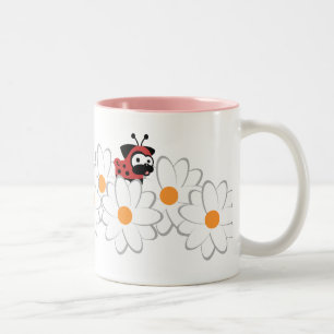 Dammopsmugg (White&Gray blommor) Två-Tonad Mugg