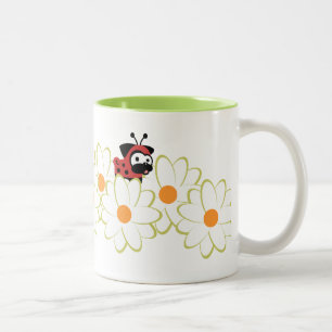 Dammopsmugg (White&Green blommor) Två-Tonad Mugg