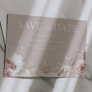 Dammros & Beige Boho Blommig Brud Wedding Spara Datumet
