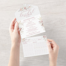 Dammros Floral Bröllopsdusch Allt i ett-inbjudan