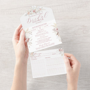 Dammros Floral Bröllopsdusch Allt i ett-inbjudan