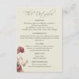 Dammros Floral Elegant Bröllopsdetaljkort Tilläggskort
