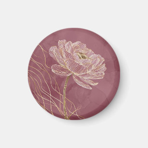 Dammros Guld Blommig Linje Konst Elegant Magnet