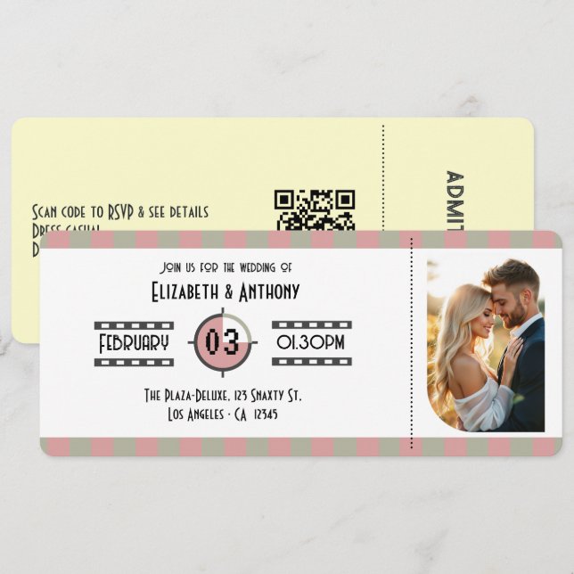 Dammros, Matt Sälg & Crème Biobröllop Inbjudningar (Fram/baksida)