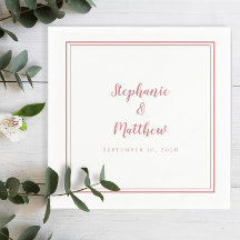 Dammros och vit enkel modern bröllopsfest