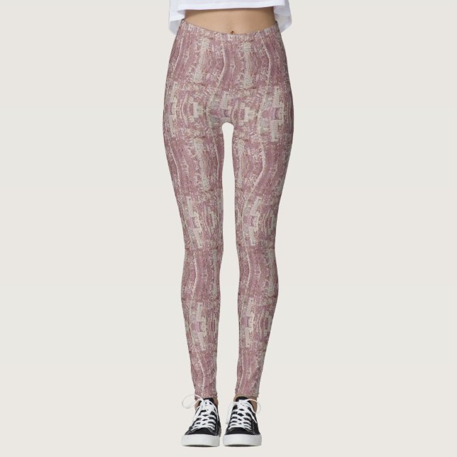 Dammrosa Abstrakt Texturerad Mönster Leggings (Framsida)