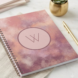 Dammrosa akvarell abstrakt monogram-journal anteckningsbok