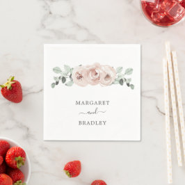 Dammrosa akvarellblomma elegant bröllop pappersservett