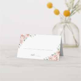 Dammrosa akvarellblommig elegant bröllop placeringskort