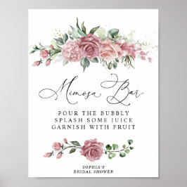 Dammrosa blombröllopsdusch Mimosa Bar Poster