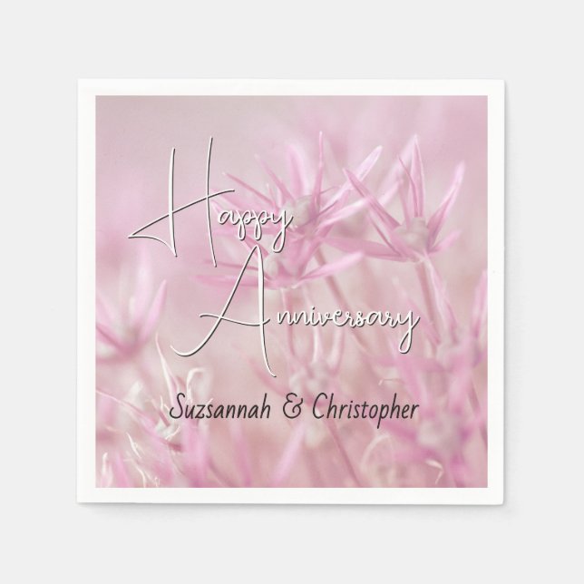 Dammrosa blomsterbakgrund årsdag pappersservett (Framsidan)