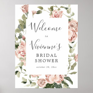 Dammrosa blomstergudstjänst välkomstskylt poster