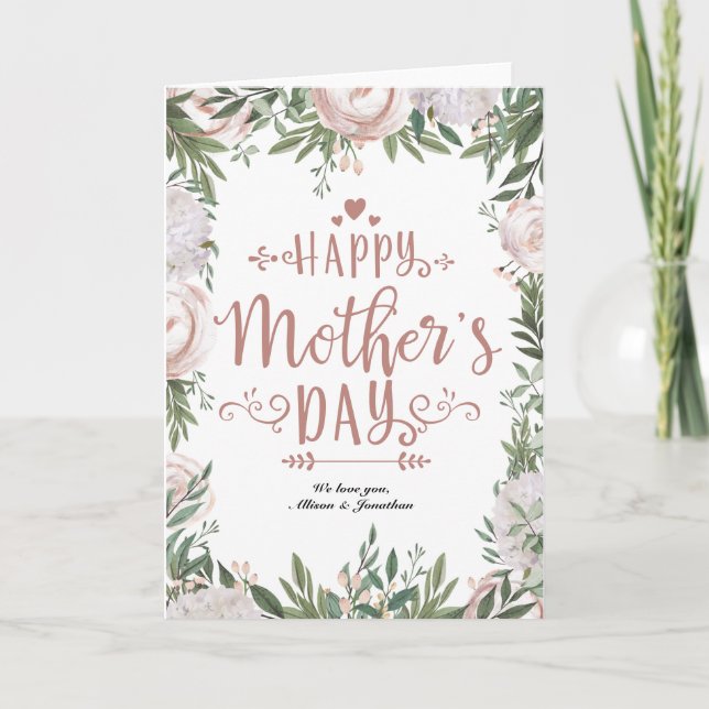 Dammrosa blomsterkrans Glad mors dag Kort (Framsida)