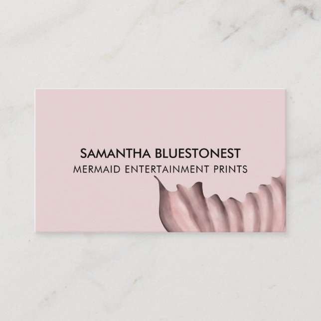 Dammrosa handritad illustration stjärt sjöjungfru visitkort (Framsida)