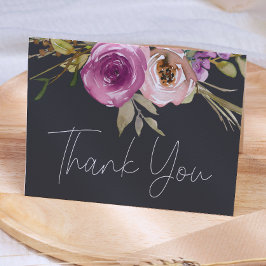 Dammrosa lila blommig tackkort