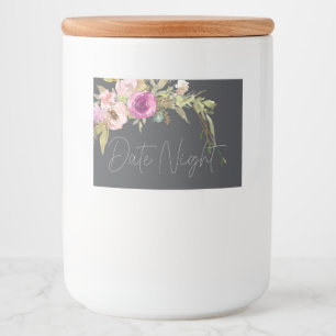 Dammrosa lila elegant blomsterkruka för dejtingskv mat etiketter