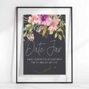 Dammrosa lila elegant blomsterlig dejtingskylt poster
