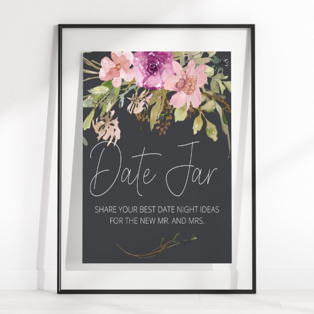 Dammrosa lila elegant blomsterlig dejtingskylt poster (Skapare uppladdad)