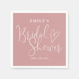 Dammrosa Skrift Kalligrafi Bröllopsdusch Pappersservett