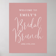 Dammrosa skript Bröllopsbrunch Välkomstskylt