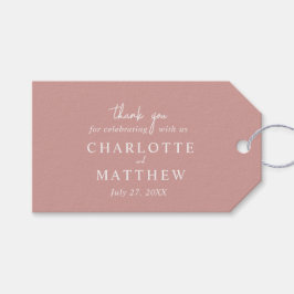Dammrosa skript tack bröllopsgåva etiketter