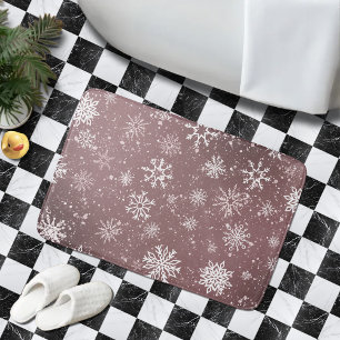 Dammrosa Snöflingor Elegant Vinterfirande Badrumsmatta
