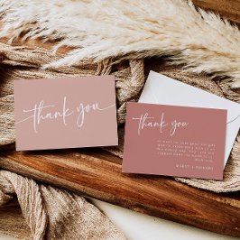 Dammrosa Tacksamhetskort Modern Minimalist Flickig Tack Kort