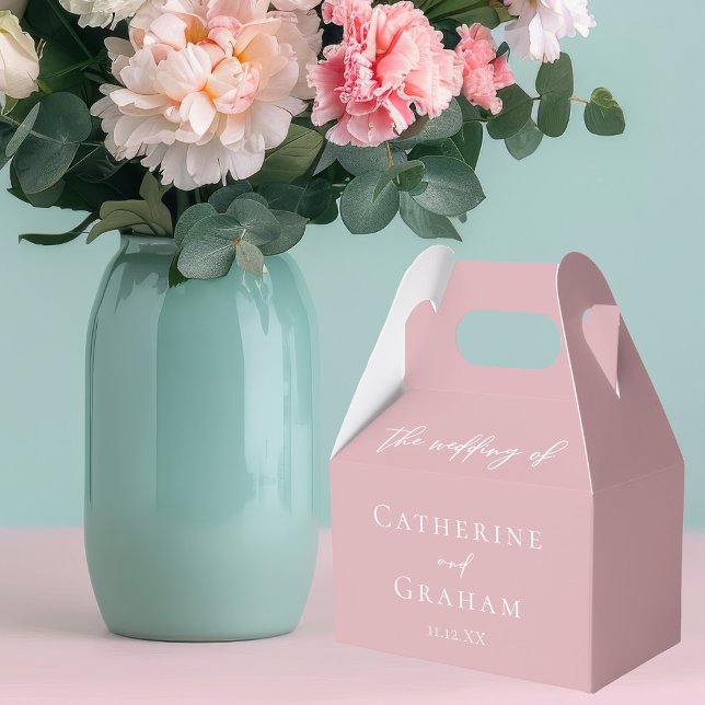 Dammrosa typografi Feminint bröllop Presentaskar (Skapare uppladdad)