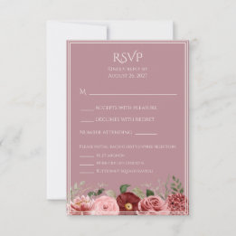 Dammrosaburgunder Blommig Bröllops-RSVP-kort OSA Kort