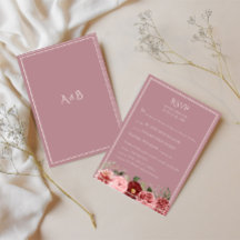 Dammrosaburgunder Blommig Bröllops-RSVP-kort