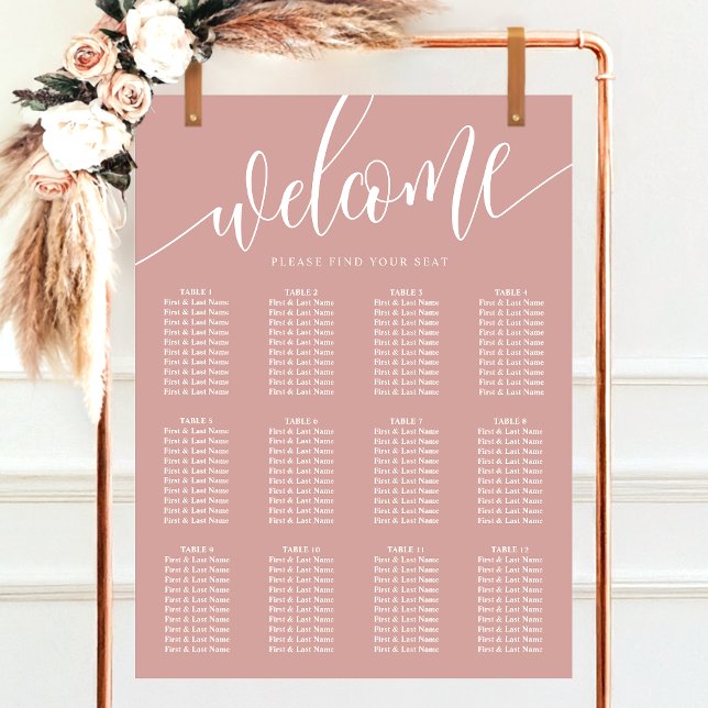 Dammrosafärgat minimalistiskt bröllopsställningsdi poster (Skapare uppladdad)