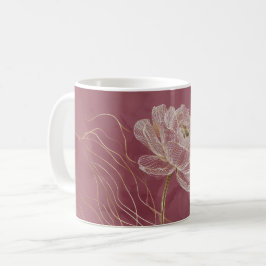 Dammroséguld Blommig Linje Konst Elegant Kaffemugg