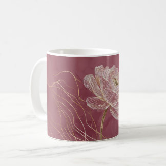 Dammroséguld Blommig Linje Konst Elegant Kaffemugg