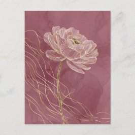 Dammroséguld Blommig Linje Konst Elegant Vykort