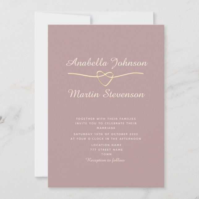 Dammroséguld Minimalistisk Bröllopsinbjudan Inbjudningar (Framsida)