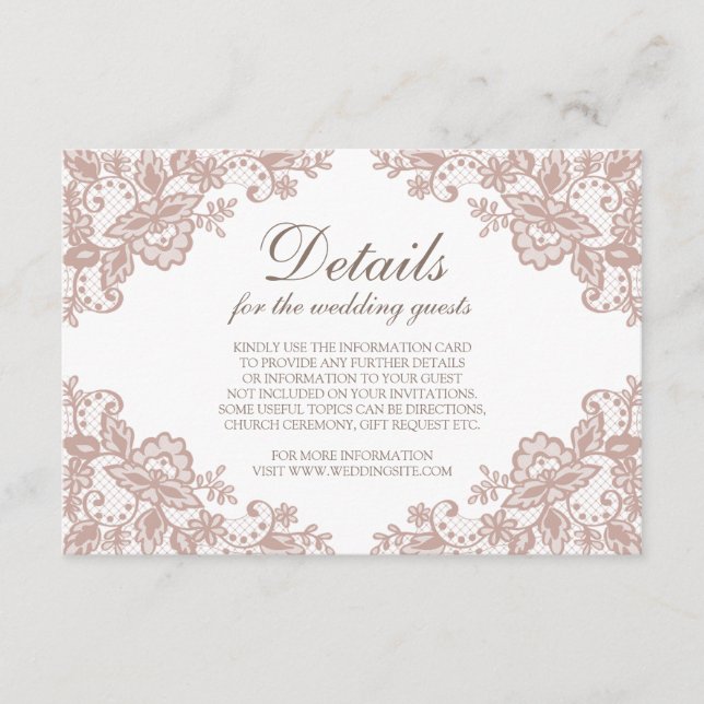 Dammrosespets bröllopsinkluderingkort  tilläggskort (Framsida)