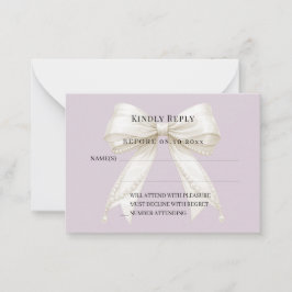 Dammsilkesfärgad elfenbensfärgad bow svar RSVP Anteckningskort