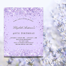 Dammskript från Birthday violers lavender glitter Inbjudan Vykort