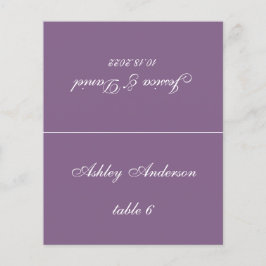 Dammsky Purple Bröllopsplatskort med tryckt gästna