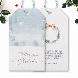 Dammsnöblå Snöflinga Presentkort Presentetikett