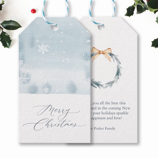 Dammsnöblå Snöflinga Presentkort Presentetikett (Skapare uppladdad)