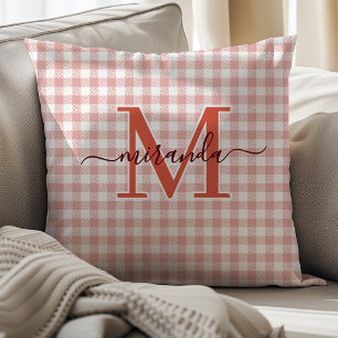 Dammsnott Röd Karoad Kuddvar med Monogram Kudde