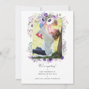 Dammsnott Violett Pastell Blommig Foto Graviditet Meddelande