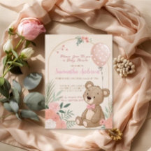 Dammsrosa Boho Teddybjörn Ballong Bebis