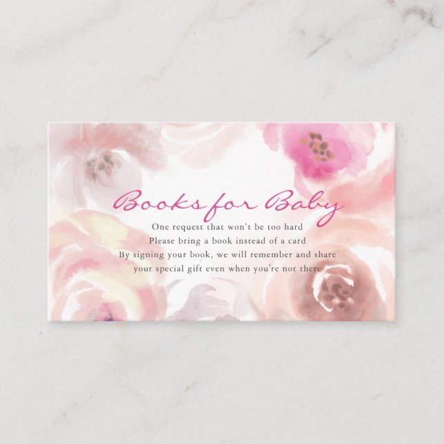 Dammsrosa vattenfärg Bebisbad Request Bok Tilläggskort (Framsida)